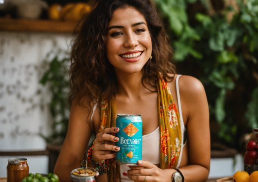 Latina Girl in Boho Look having a canned bevarage (1)